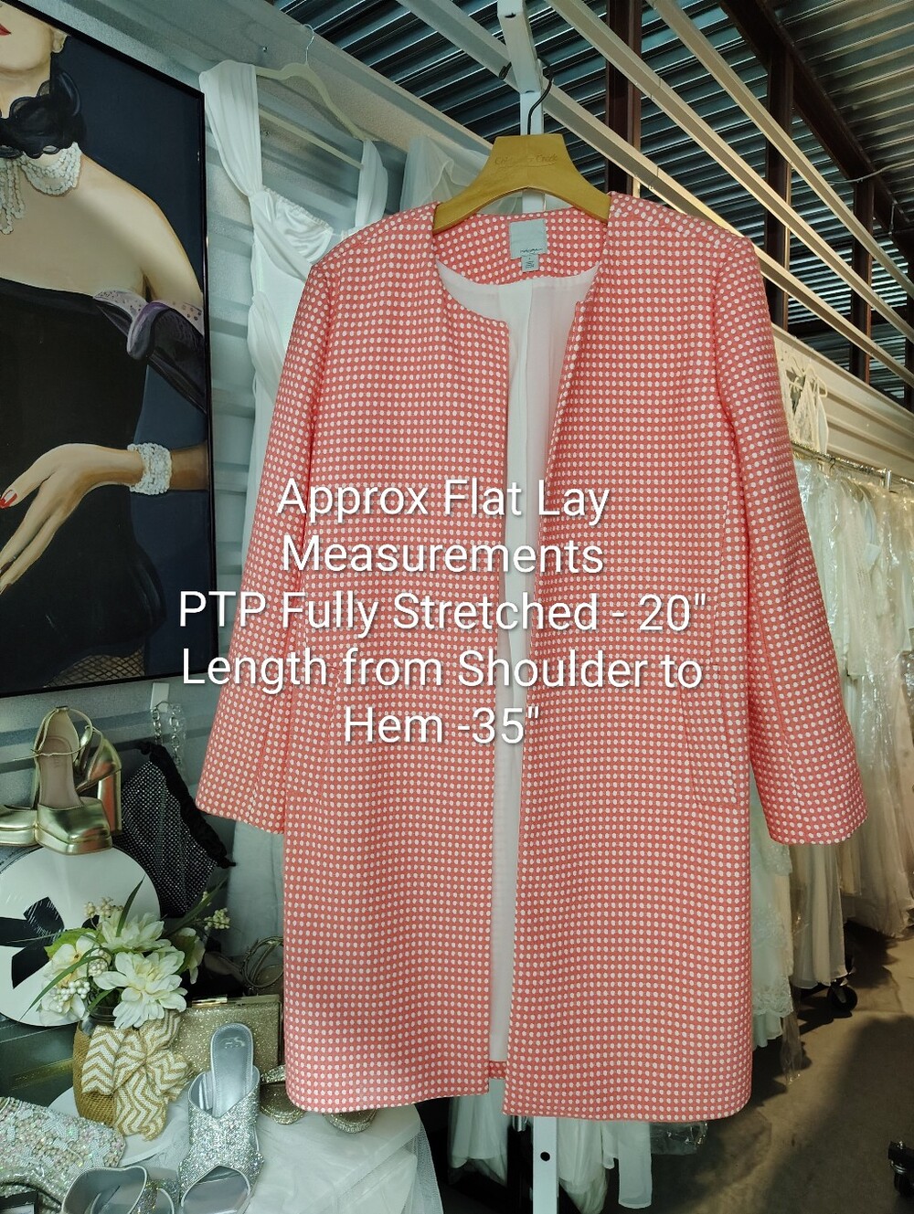 Halogen Coral Dot Print Open Front Coat Small NWOT - Picture 8 of 10